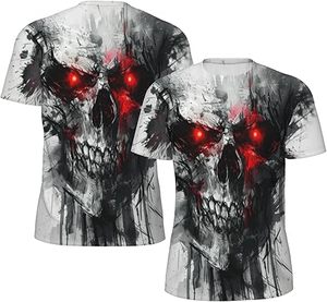 Men's <b>Gothic</b> Skull Pattern Short Sleeve O-Neck T-<b>Shirt</b> Oversized Fit Breathable 100% Cotton Woven Printed Design Eco-Friendly - Product Image 3