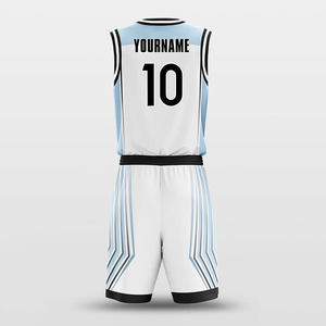 Custom Sublimated Basketball Uniforms White V-Neck Sleeveless Quick Dry Breathable Eco-Friendly Polyester Team <b>Name</b> Unisex Adult - Product Image 3