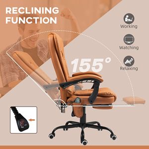 Sedia da Ufficio Ergonomica a 7 Punti di Supporto Lombare, Schienale Alto, Poggiapiedi, Marrone Chiaro, per Casa e Ufficio, con Funzione Massaggiante - Product Image 5