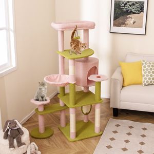 147 cm Hoher Mehrstufiger Katzenbaum Ästhetischer Blumen-Katzenturm - Product Image 3