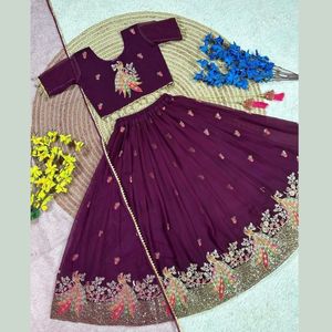 Heavy Embroidery Coding Work Georgette Ready to Wear Designer Flared Lehenga Choli Set with <b>Net</b> <b>Dupatta</b> Wedding Wear - Product Image 5