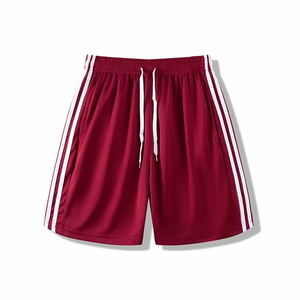 Pantalones Cortos Deportivos Personalizados de Color Sólido con Franja Lateral, Cintura con Cordón Ajustable, Secado Rápido, Tejido de Punto, Cintura Media, Ropa Deportiva - Product Image 1