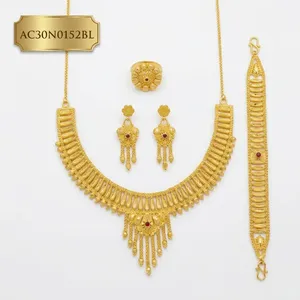 Nigerian Classic Flower Box <b>Chain</b> All-Type Fashion Necklace Set Brass 18K Gold Plated Women's Jewelry - Product Image 2