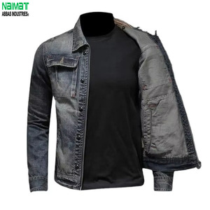 Modern Stitched Texture Winter <b>Men's</b> <b>Denim</b> Trucker <b>Jacket</b> Minimalist Heavy Duty Slim Fit Front Logo Everyday Layer - Product Image 2
