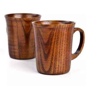 Taza decorativa de madera con diseño floral tallado a mano y acabado brillante para bebidas frías y calientes a un precio asequible. - Product Image 5
