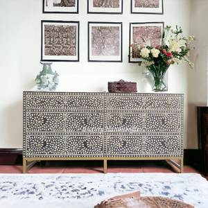 Muebles de decoración para el hogar: Cómoda con incrustaciones de hueso floral multicolor, mesa con incrustaciones de hueso/nácar, cómoda con incrustaciones de hueso/nácar. - Product Image 5