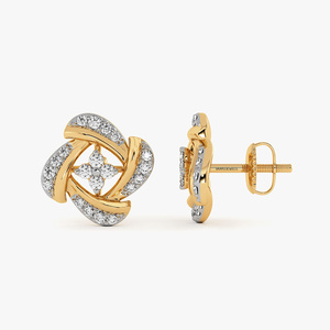 Luxury Women's Yellow Gold Diamond Stud <b>Earrings</b> Round Brilliant Cut <b>Wedding</b> Jewelry 10K 14K 18K Gold 925 935 <b>Silver</b> - Product Image 4