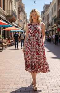 ชุดเดรสยาวปักลายวิจิตรสำหรับผู้หญิง คอลเลคชั่นพิเศษประจำฤดูร้อนปี 2021 คอวี ทรงพลิ้วไหว เหมาะสำหรับใส่ไปเที่ยวทะเล ชายกระโปรงระบาย แต่งระบายหลากหลายแบบ - Product Image 3