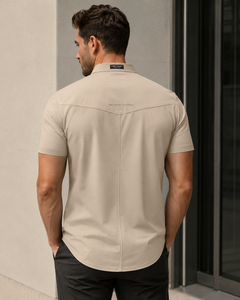 เสื้อยืดแขนสั้นสีเทาเข้มสำหรับผู้ชาย Vibe Craft ผ้าฝ้ายถัก 100% ระบายอากาศได้ดี สไตล์ลำลอง สีพื้น โลโก้ด้านหน้า - Product Image 3