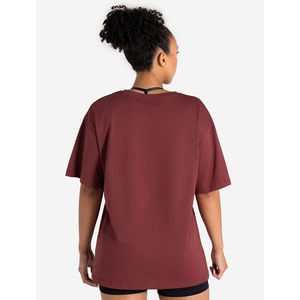 Camiseta casual de manga corta elástica con cuello redondo 100% algodón, color cereza oscuro, única y elegante, para yoga y entrenamiento. - Product Image 3