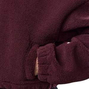 Veste polaire bordeaux OEM ODM en gros, veste polaire Sherpa, veste d'hiver épaisse à col montant zippée pour femme - Product Image 5
