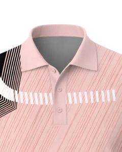 Polo personnalisé pour homme rose et noir à manches courtes, imprimé graphique, respirant, en polyester, pour le sport, le golf, les entraînements et les occasions décontractées - Product Image 5