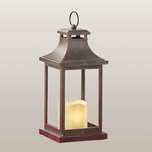 Vente en gros de lanternes portables écologiques en métal et en verre avec finition bronze antique, lanterne à bougie pour mariage et extérieur - Product Image 1