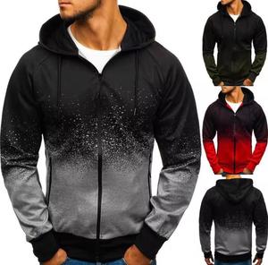 Sweat-shirt à capuche zippé pour homme, impression numérique, anti-rétrécissement, séchage rapide, tricoté, coupe classique, décontracté, pour l'été - Product Image 1