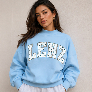Sudadera Rosa Personalizada con Cuello Alto para Mujer, Oversize, con Letras Bordadas, Gráfico, Estilo Casual Urbano, Ropa de Moda - Product Image 4