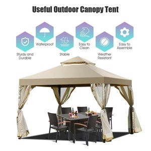 Gazebo de 2 Niveles para Exteriores de 3 Metros x 3 Metros con Estructura sin Tornillos, Pérgola, Refugio - Product Image 4