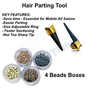 Professional Stainless Steel Hair Extension Tool Kit with Micro Beads Pliers <b>Needles</b> Thread Clips & Beads - Product Image 4