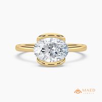 Anillo de compromiso elegante para mujer con halo de moissanita chapado en oro, estilo NY, joyería de lujo, regalo de moda, anillo de corte ovalado para ella.