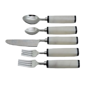 Poignée en pierre de marbre et acier inoxydable avec placage argenté, nouveau design artisanal pour ustensiles de cuisine - Product Image 1