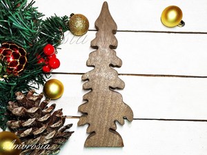 <b>Wooden</b> Christmas Tree Decor Tabletop <b>Rustic</b> Laser Cut Holiday Decoration Winter Home Decor Plant Theme 1PC - Product Image 2