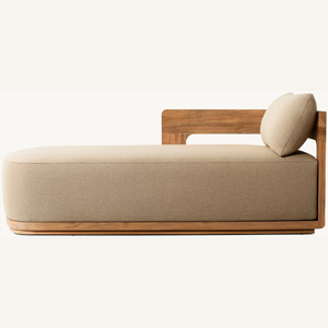 Chaise longue en teck au style moderne, idéale pour se détendre confortablement au bord de la plage et profiter de l'air frais avec un coussin en mousse souple. - Product Image 5