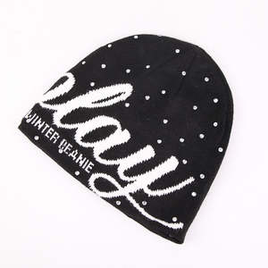 Bonnet en tricot tendance avec strass pour hommes et femmes, personnalisable, imprimé, pour l'hiver, chaud, style streetwear urbain - Product Image 5