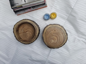 Cuenco de Madera Natural Hecho a Mano para Velas |   Recipiente Decorativo Rústico para el Hogar para Halloween y Acción de Gracias - Product Image 1