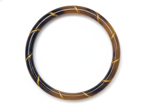 Bracelet manchette ouverte en corne de buffle polie, écologique, artisanat naturel moderne, bijou de collection de forme ronde - Product Image 3