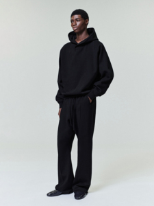 Sudadera con Capucha Negra de Estilo Moderno para Hombre, Talla Grande, Manga Farol, Color Sólido, Transpirable, 100% Algodón - Product Image 6