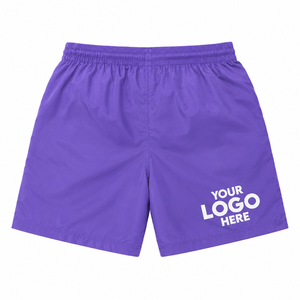 Short de bain homme personnalisé bicolore, séchage rapide, respirant, anti-plis, design blocs de couleur unie, logo frontal, taille à cordon de serrage - Product Image 4
