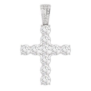 Colgante de cruz con diamantes cultivados en laboratorio de 0.40 quilates cada uno, forma redonda, completamente cubierto de diamantes cultivados en laboratorio, plata de ley 925 - Product Image 2