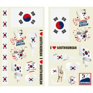 A buon mercato per la coppa del mondo tatuaggio calcio adesivi ad acqua (10 fogli/Set) decorativo Taegeukgi disegno di tifo - Product Image 1