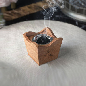 Wooden <b>Bakhoor</b> Burner Modern Wave Top Arabic <b>Oud</b> Incense Holder Tapered Square Shape With Removable Metal Cup Incense Use - Product Image 5