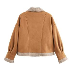 Abrigo de Mujer Grueso de Lana No Tejida para Otoño/Invierno, Impermeable, Transpirable, con Ribete de Piel y Corte Holgado - Product Image 6