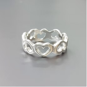925 Sterling Silver <b>Ring</b> <b>Plain</b> High Polish Multi Heart Design Wedding Band Jewelry For Women Bulk Buy - Product Image 3