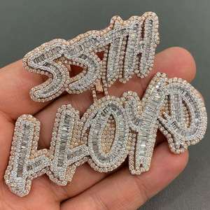 Colgante de Moissanita con Nombre Personalizado, Chapado en Plata de Ley 925, Joyería con Letras Estilo Hip Hop para Regalo de Fiesta - Product Image 1