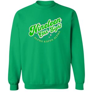 Sweat-shirt à col rond graphique vert Nineteen Oh Eight, manches longues, poignets côtelés, décontracté, en polaire pour femme, style streetwear tendance - Product Image 1