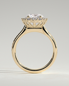 Anillo de Diamantes de Oro Sólido de 14K, Estilo Vintage, Corte Brillante Redondo, Diamante Cultivado en Laboratorio con Halo y Diamantes con Engaste Pavé, Anillo de Novia de Lujo - Product Image 3