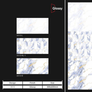 Azulejos de Pared de Cerámica Brillante y Elegante de 300X600MM con Diseño para Decoración de Paredes Interiores, Baños y Cocinas - Product Image 1