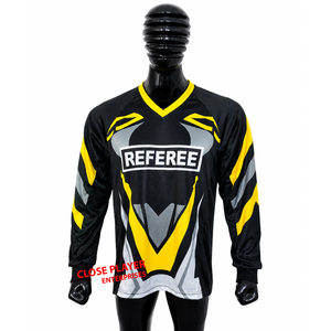 Referee Paintball Jersey Long Sleeve Black Yellow Gray Sublimated Polyester Outdoor <b>Shooting</b> Game Apparel - Product Image 1