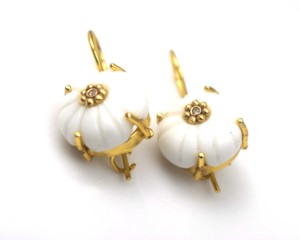Pendientes de Aro Florales con Gemas Bañados en Oro de 18K, Hechos a Mano por Sameer Art Craft, con Engaste de Bisel y Núcleo de Latón, 8.5g, para Mujer, Boda - Product Image 1