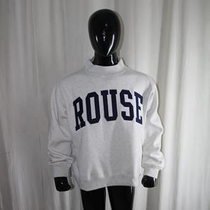 ROUSE ASH GREY Hooded Velour Half Zip Oversized Sweatshirt 100% Cotton <b>BLUE</b> Applique Embroidery Color Blocking Winter CLUSH - Product Image 1