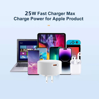 Adaptor Daya Pengisi Daya Cepat USB-C PD 25W Tipe-C untuk iPhone, Samsung, Ponsel Android, dan Tablet