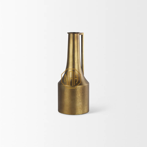 Pichet en laiton antique artisanal, vase moderne à col fin, carafe en métal, bouteille, décanter de fleurs de table, décoration minimaliste pour la maison - Product Image 2
