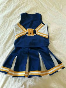 Tenue de cheerleading OUTFITIZE INTERNATIONAL avec pompons bleus, blancs et rouges, impression personnalisée, 100% polyester, taille adulte - Product Image 4