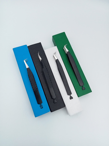 Pinzas para Extensión de Pestañas OEM en Forma de Corazón, Color Negro Mate, Acero Inoxidable, Curvatura Precisa de 90 Grados - Product Image 5