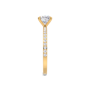 Bague de fiançailles pour femme 1 carat taille coussin en or 18 carats jaune, blanc et rose avec diamant de laboratoire pavé, bague de mariage, joaillerie fine - Product Image 2