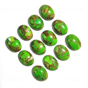 Turquoise verte naturelle, taille ovale, cabochon 10x14mm, pierres précieuses en vrac pour bagues, pendentifs et fabrication de bijoux - Product Image 2