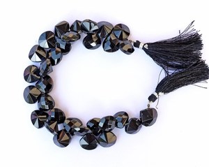 ลูกปัดหัวใจเว้าเหลี่ยมเพชรพลอยสปิเนลสีดำธรรมชาติ ร้อยเป็นเส้น สำหรับทำเครื่องประดับ ขายส่ง - Product Image 2