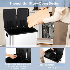 Cestino per Rifiuti da Cucina a Doppio Scomparto 2 x 8 Galloni, Arredamento per Sala da Pranzo - Product Image 4